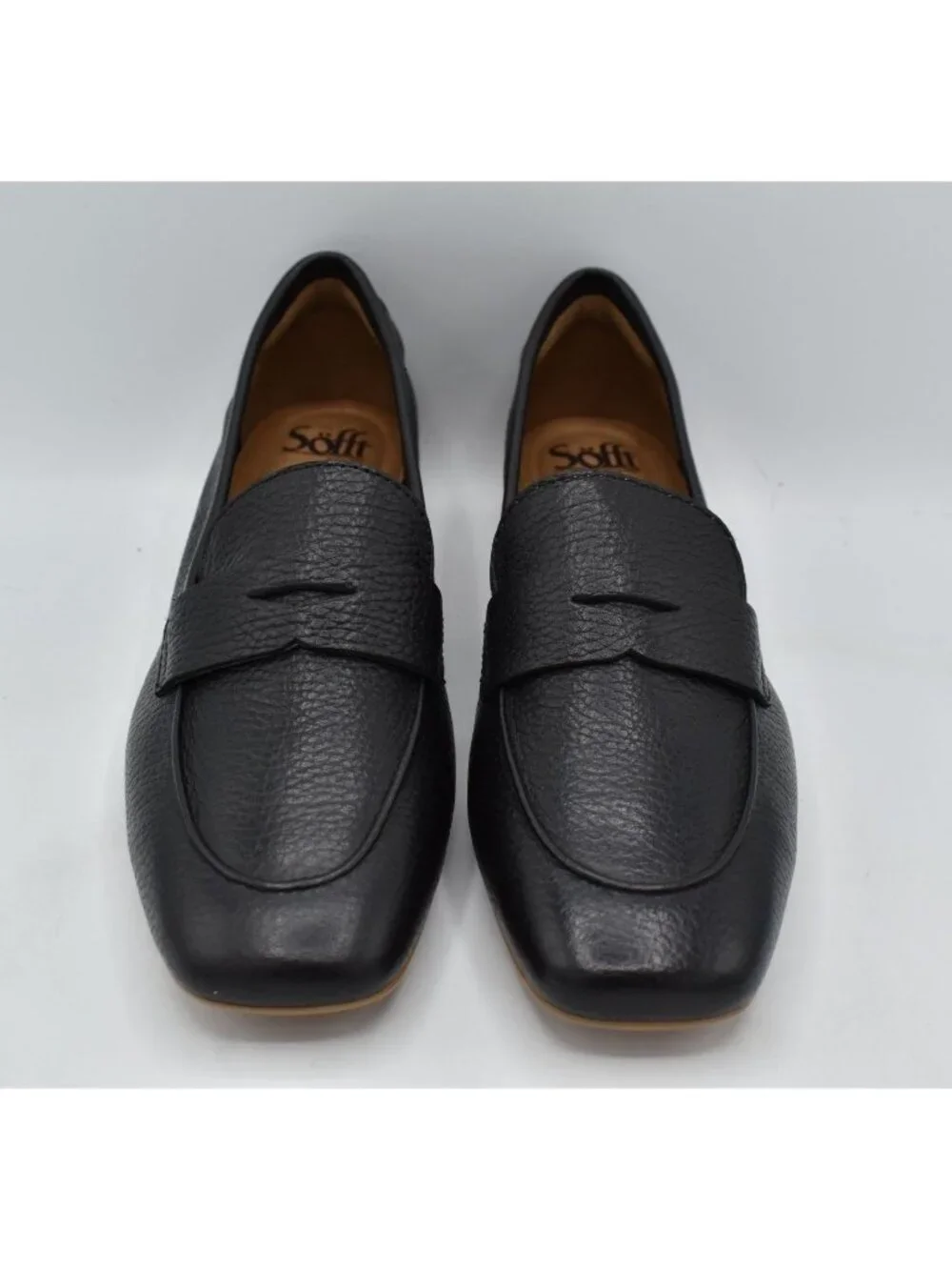 Sofft Womens Size 8 Elinor Moc Toe Black Leather‎ Slip On Shoes Penny Loafers